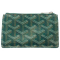 Goyard Bourbon Card Case Fragment Business Holder Green Leather Silver