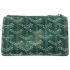 Goyard Bourbon Card Case Fragment Business Holder Green Leather Silver