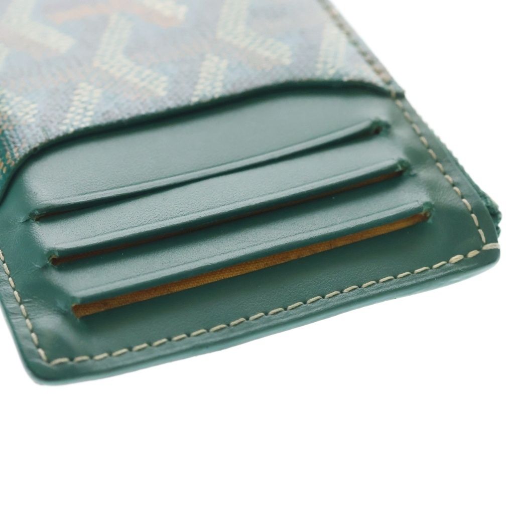 Goyard Bourbon Card Case Fragment Business Holder Green Leather Silver — view 6