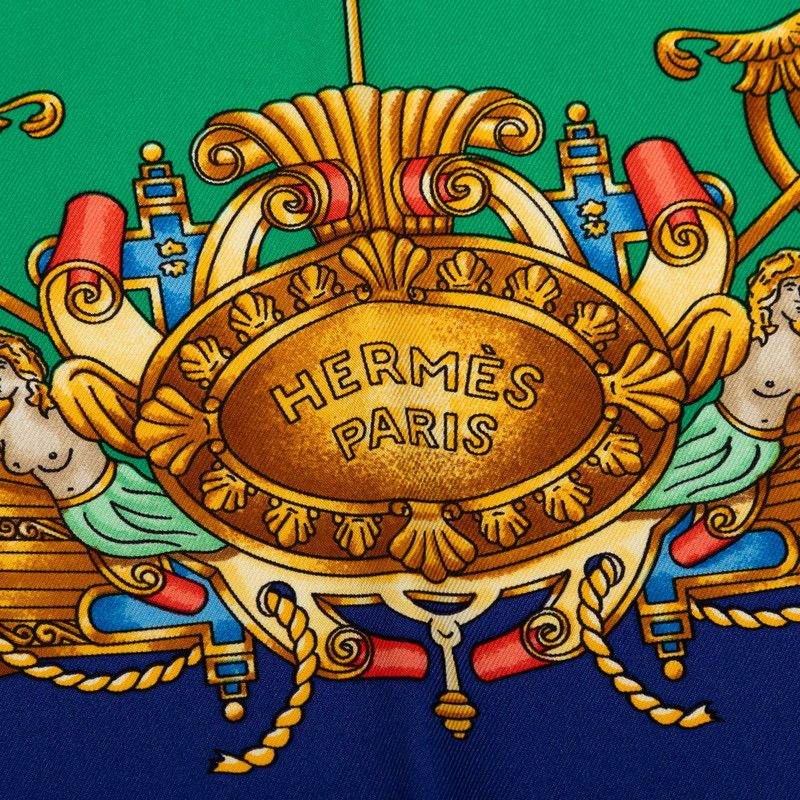 Hermes Carre 90 Voiles de Lumiere Sailing Ship of Light Scarf Green Multicolor — view 5