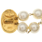 Chanel CC Logo Crown Faux Pearl Bracelet White Gold — view 5