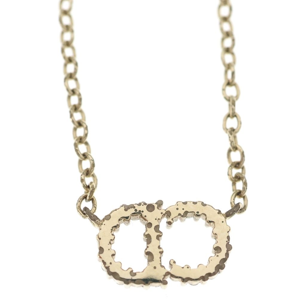 Dior CD Logo Rhinestone Pendant Chain Gold — view 6