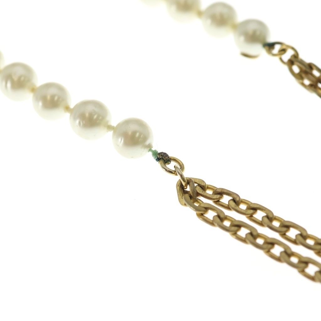 Chanel Pearl Long Chain Necklace White Gold — view 6