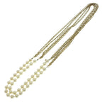 Chanel Pearl Long Chain Necklace White Gold — view 2