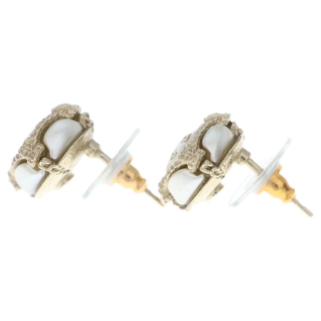 Chanel CC Logo Faux Pearl Earrings White Gold 19c — view 3