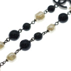 Chanel CC Logo Faux Pearl Long Necklace Black White — view 5