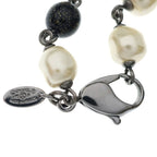 Chanel CC Logo Faux Pearl Long Necklace Black White — view 6