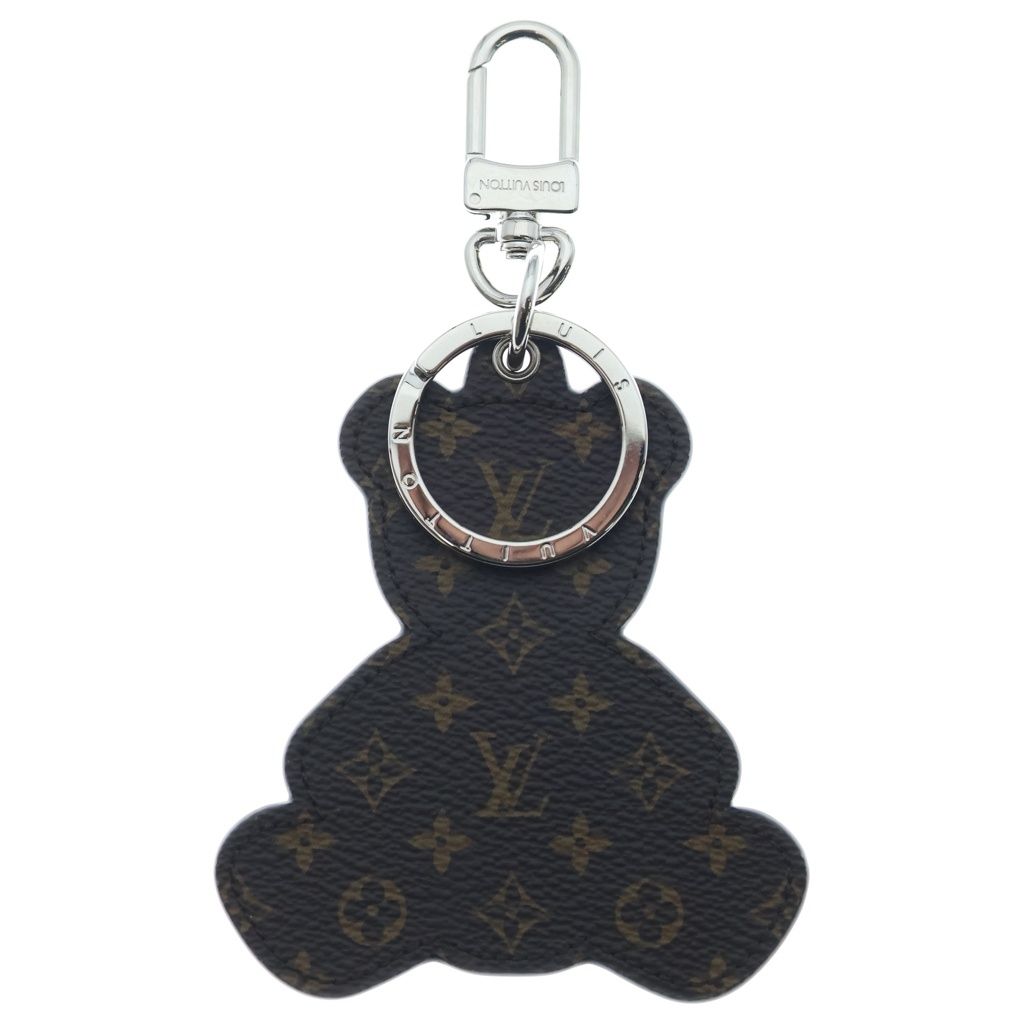 Louis Vuitton Porte Cles Teddy Bear Key Sling Bag Charm Key Holder Brown Silver — view 2