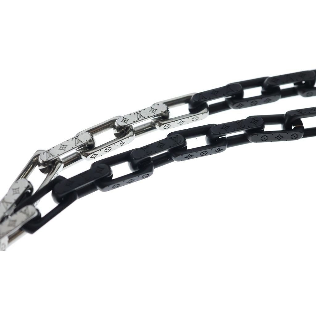 Louis Vuitton Collier Monogram Chain Necklace Silver Black — view 4