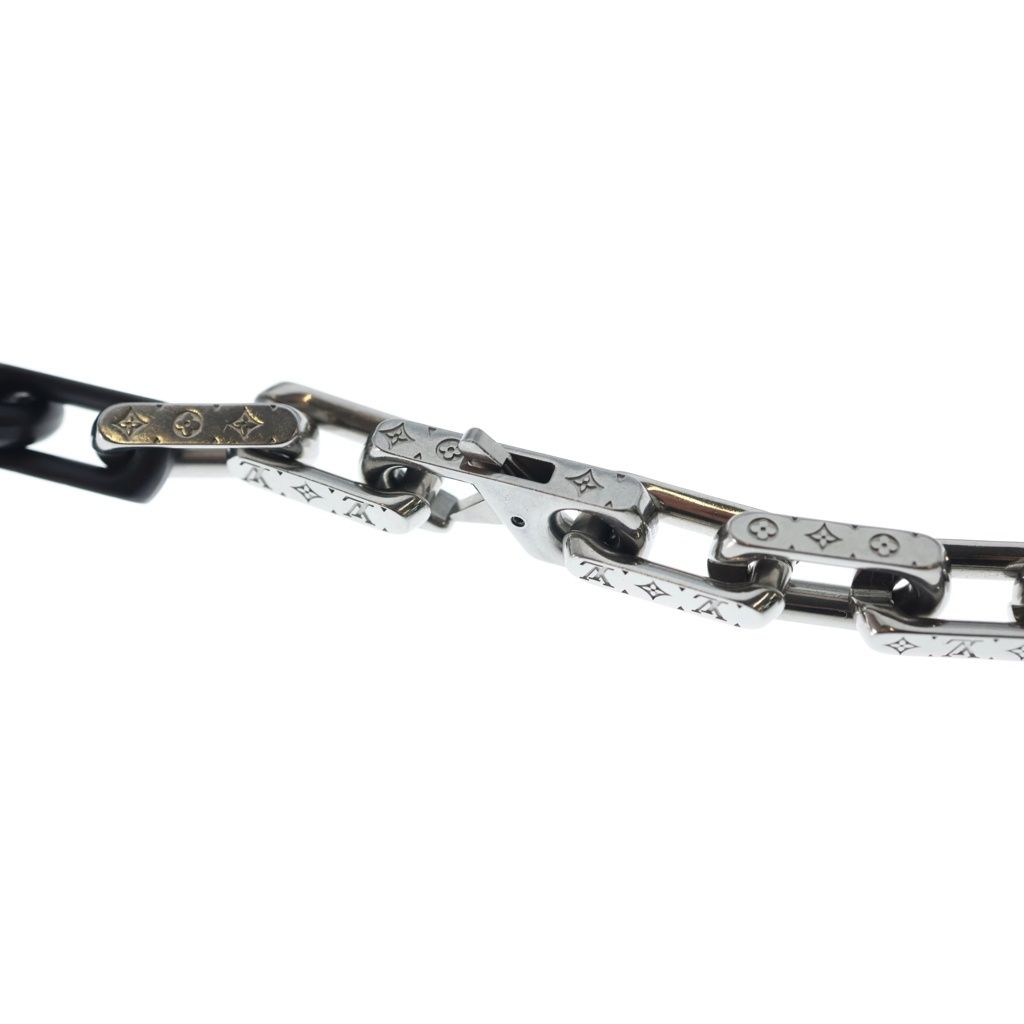 Louis Vuitton Collier Monogram Chain Necklace Silver Black — view 5