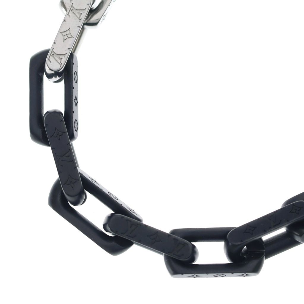 Louis Vuitton Collier Monogram Chain Necklace Silver Black