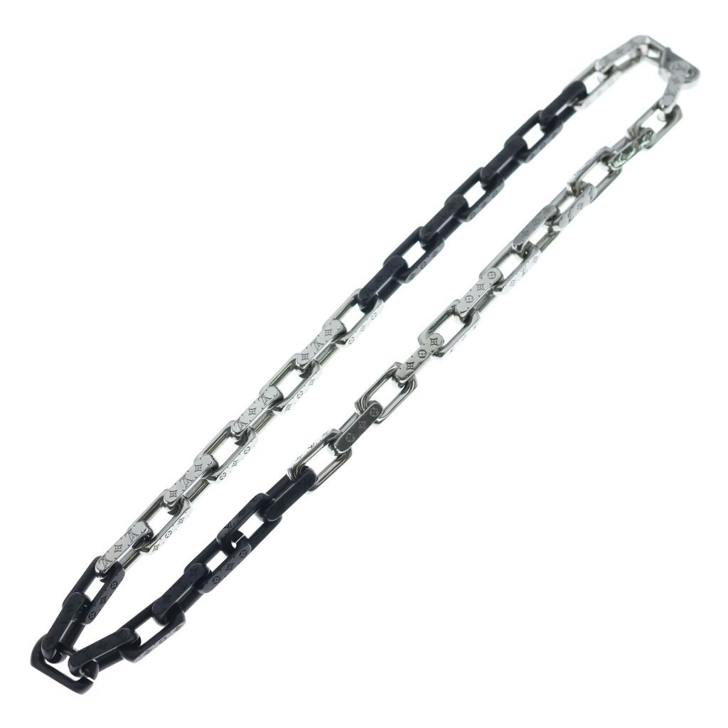 Louis Vuitton Collier Monogram Chain Necklace Silver Black — view 2