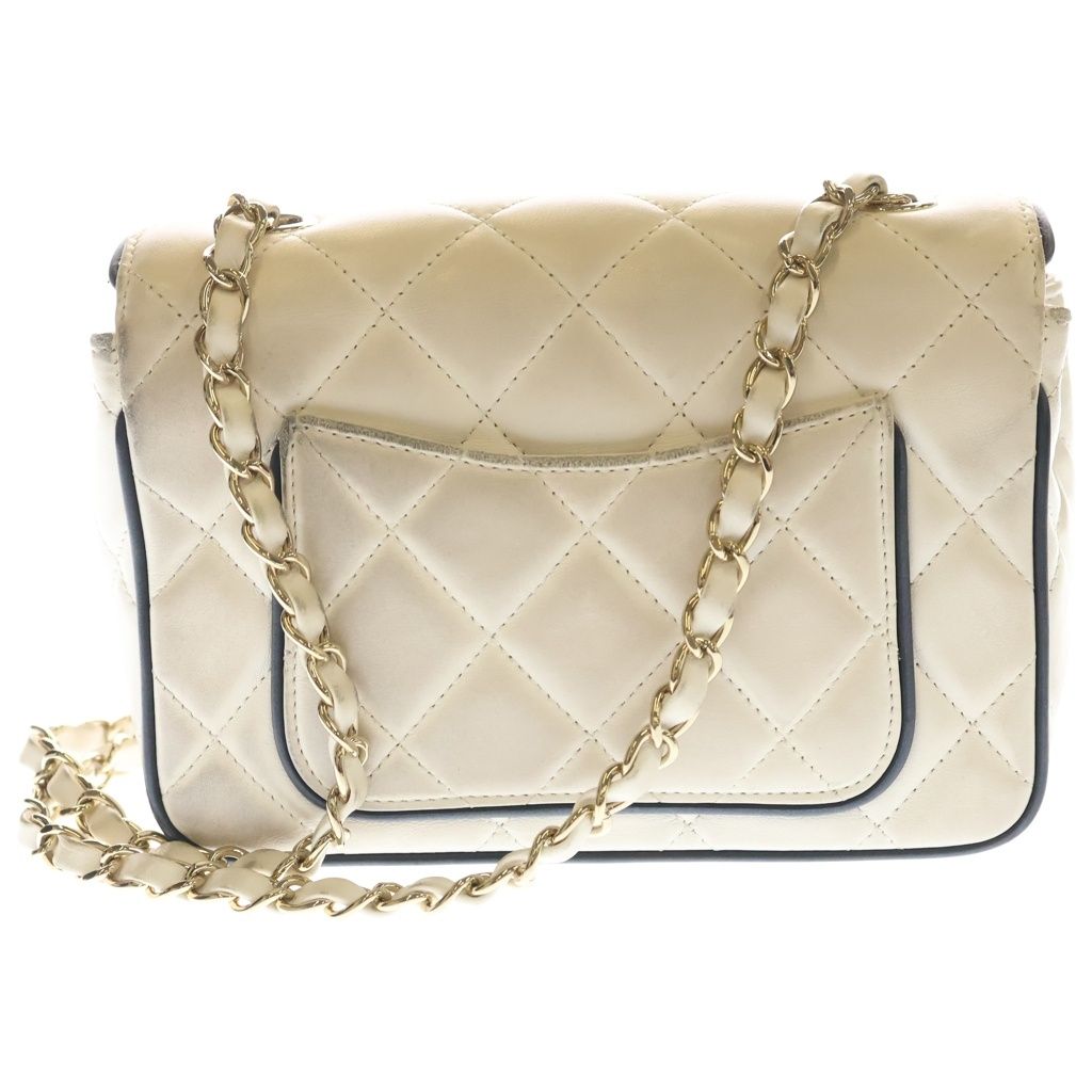 Chanel Quilted Mini Flap Bag White Lambskin — view 2