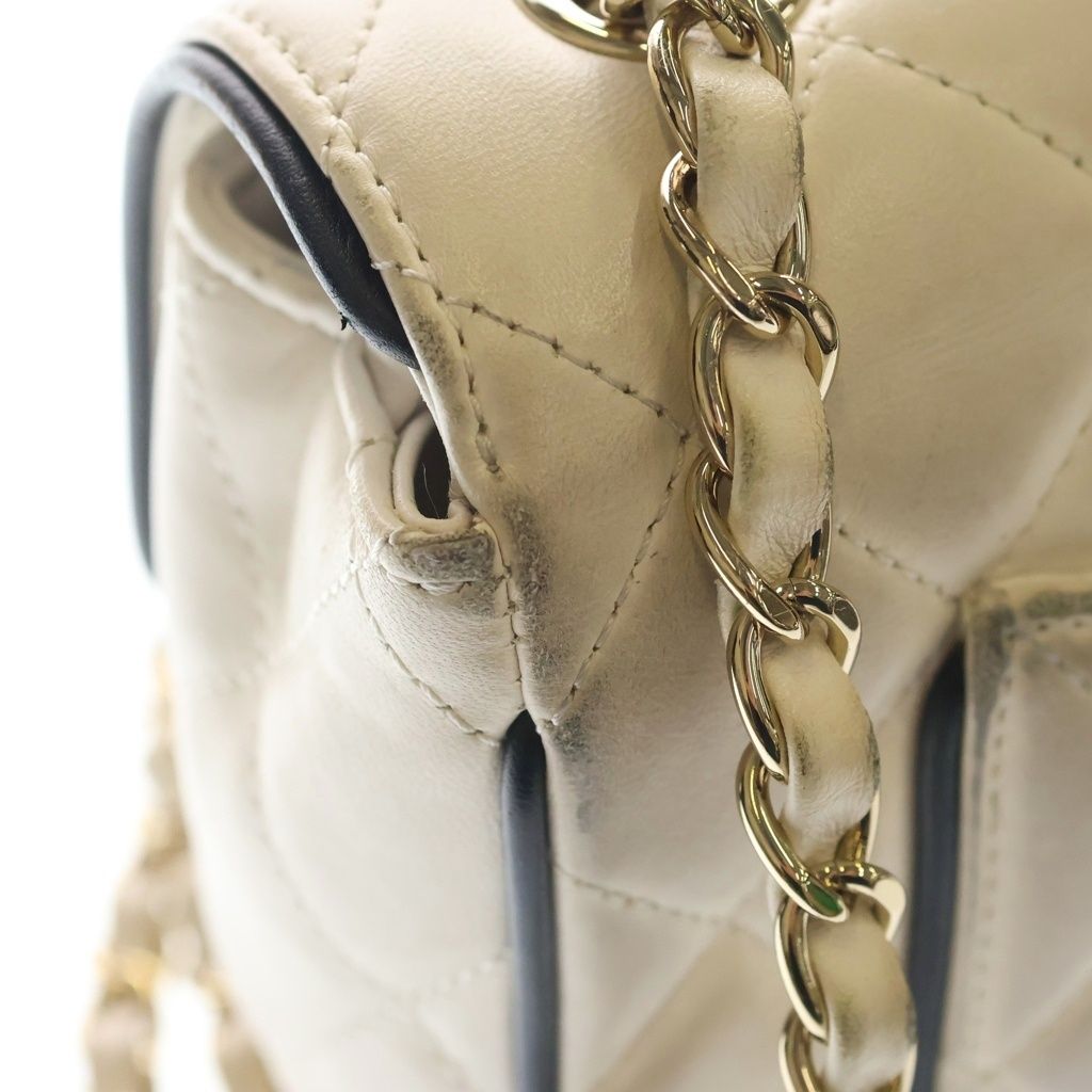 Chanel Quilted Mini Flap Bag White Lambskin — view 6