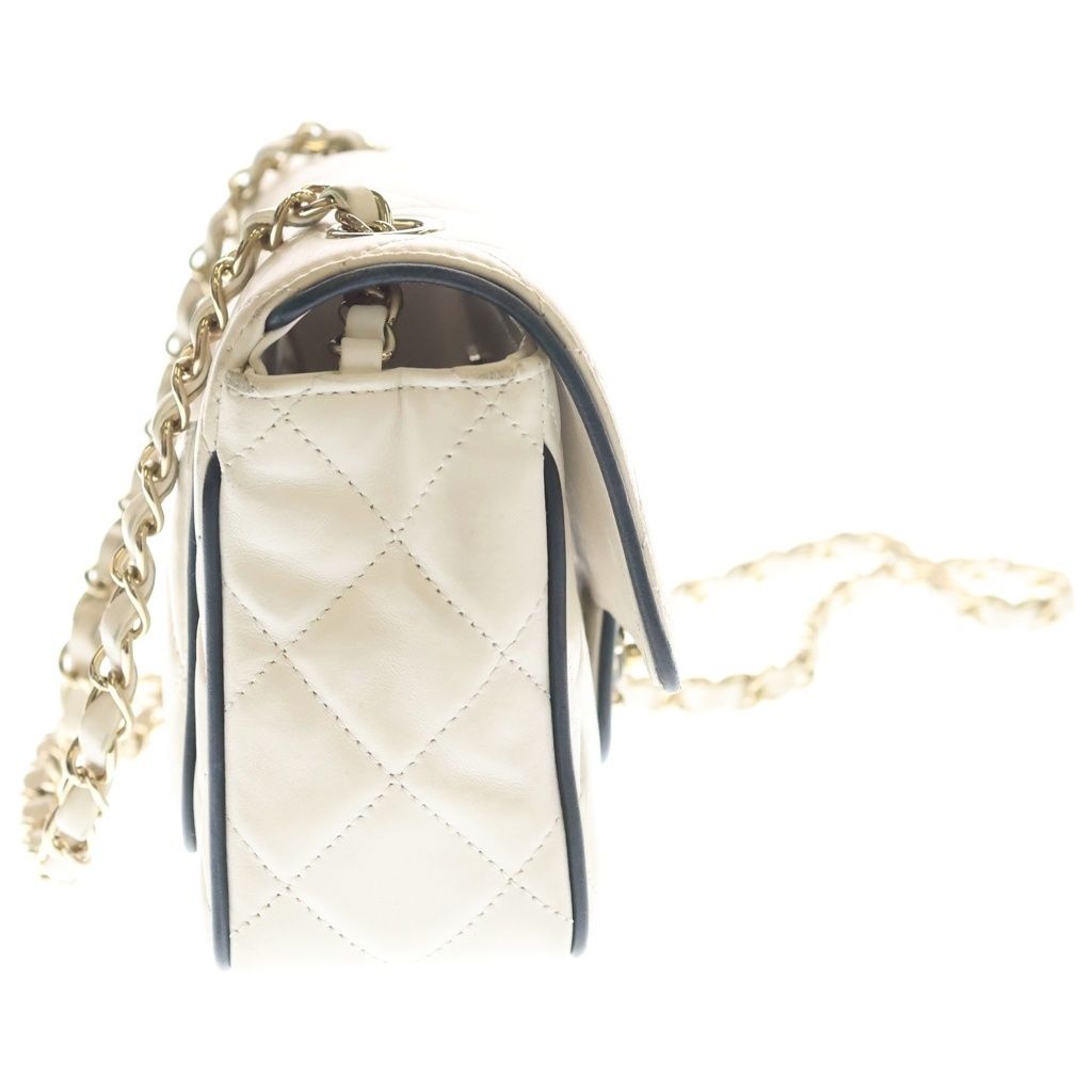 Chanel Quilted Mini Flap Bag White Lambskin — view 3