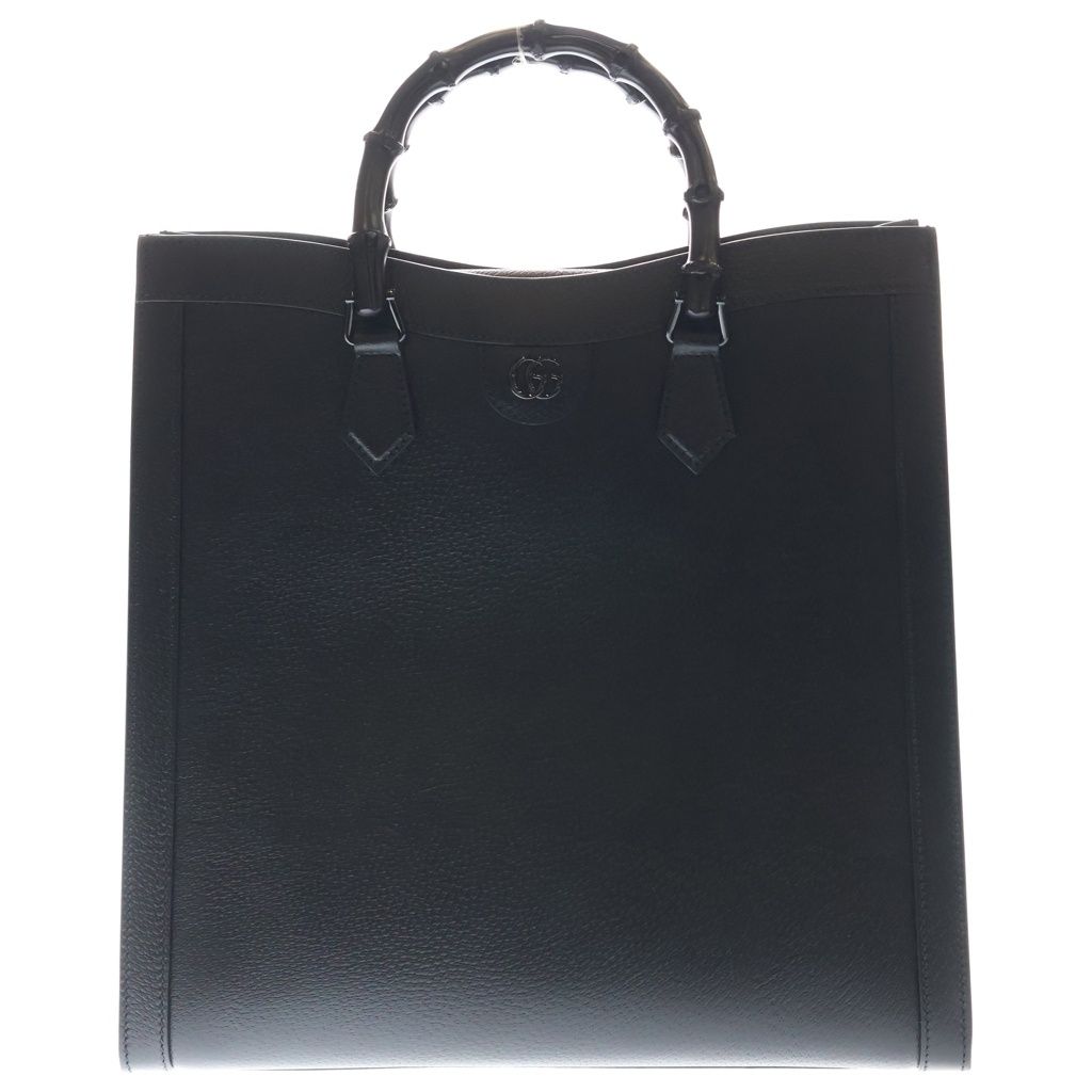 Gucci Bamboo Diana Large Tote Shoulder Bag Black Leather
