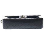 Chanel Quilted 25 Double Flap Chain Shoulder Bag Caviar Leather Silver Black — view 4