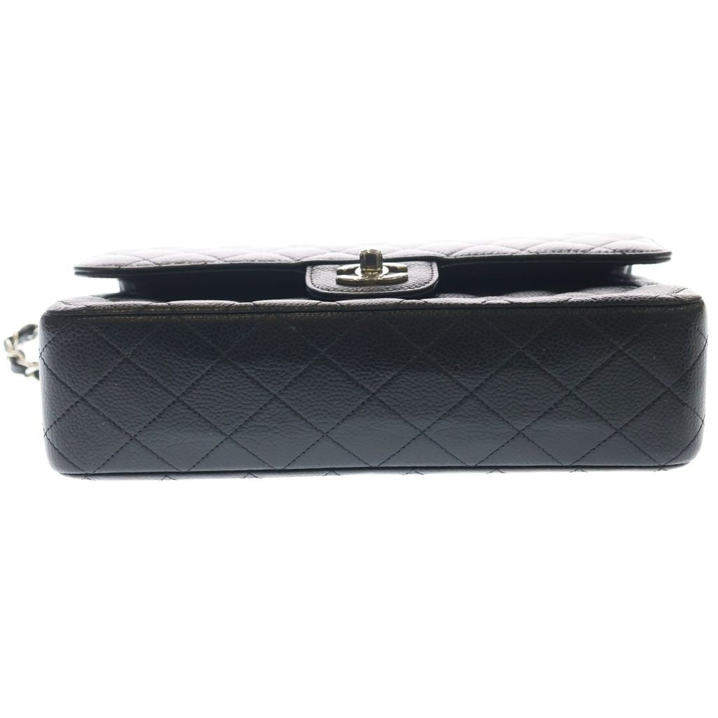 Chanel Quilted 25 Double Flap Chain Shoulder Bag Caviar Leather Silver Black — view 4