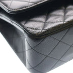 Chanel Quilted 25 Double Flap Chain Shoulder Bag Caviar Leather Silver Black — view 5