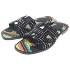 Hermes Oran Studded Motif Leather Sandals Black — view 2