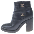 Chanel CC Logo Turnlock Side Zip Boots Black