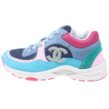 Chanel CC Logo Suede Nylon Low Cut Sneakers Multicolor