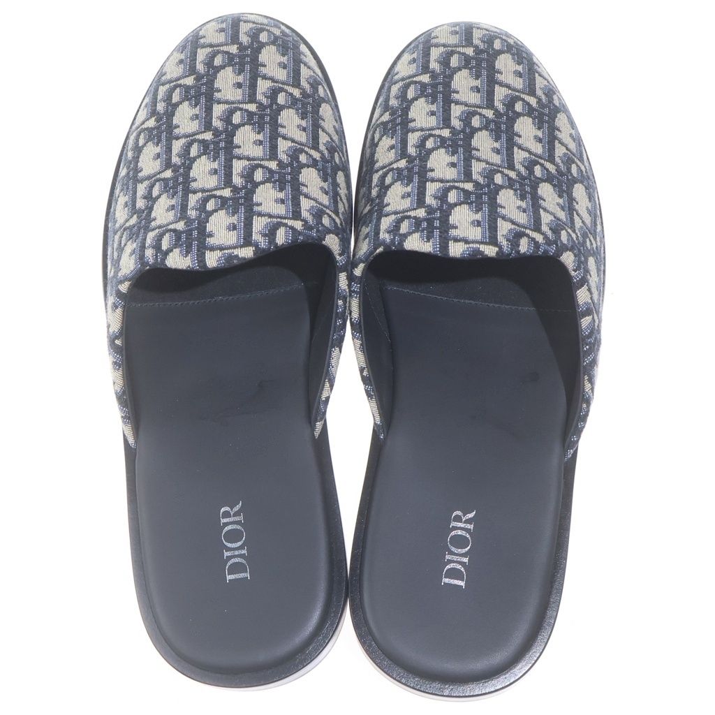 Dior Oblique Trotter Jacquard Mules Black Beige — view 4
