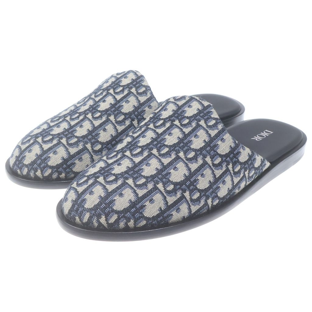 Dior Oblique Trotter Jacquard Mules Black Beige — view 2