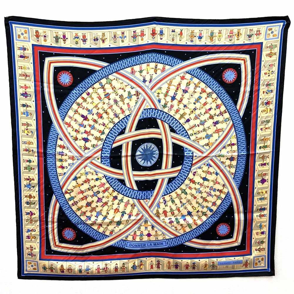 Hermes Carre 90 Donner la Scarf Silk Black — view 2