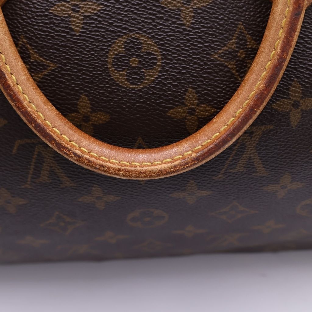 Louis Vuitton Monogram Speedy 35 Boston Bag Brown Leather Gold — view 8