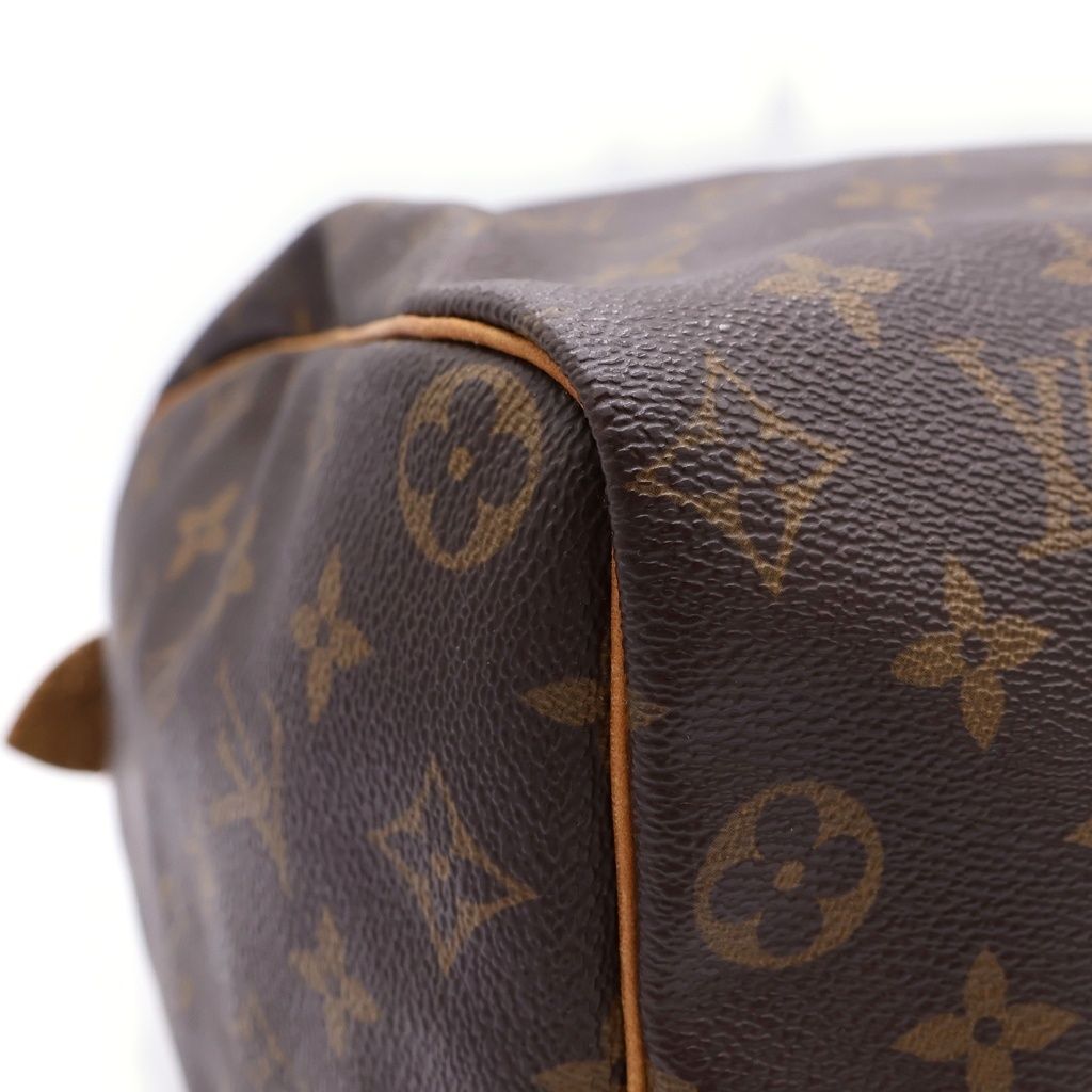 Louis Vuitton Monogram Speedy 35 Boston Bag Brown Leather Gold — view 6