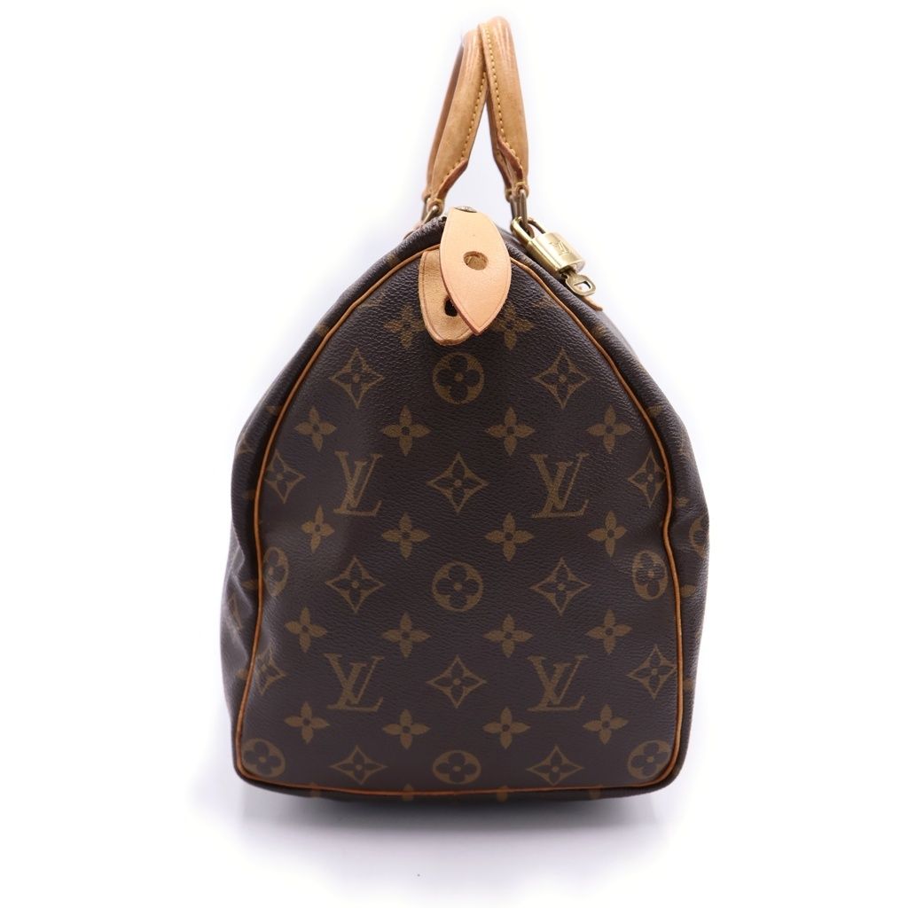 Louis Vuitton Monogram Speedy 35 Boston Bag Brown Leather Gold — view 3