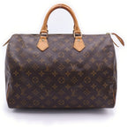 Louis Vuitton Monogram Speedy 35 Boston Bag Brown Leather Gold — view 2