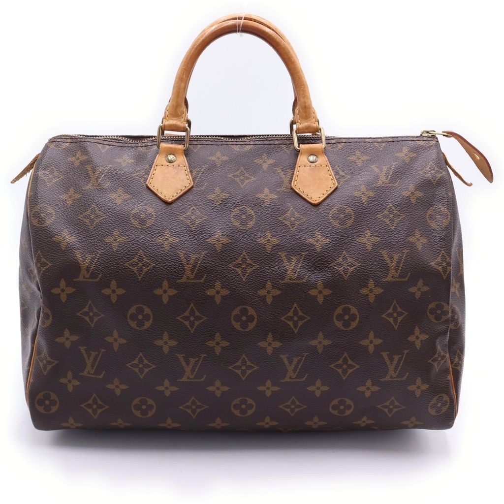 Louis Vuitton Monogram Speedy 35 Boston Bag Brown Leather Gold — view 2