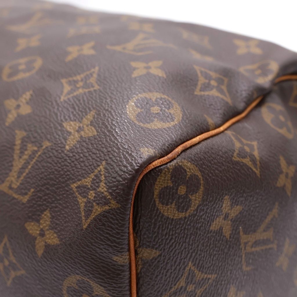 Louis Vuitton Monogram Speedy 35 Boston Bag Brown Leather Gold — view 5
