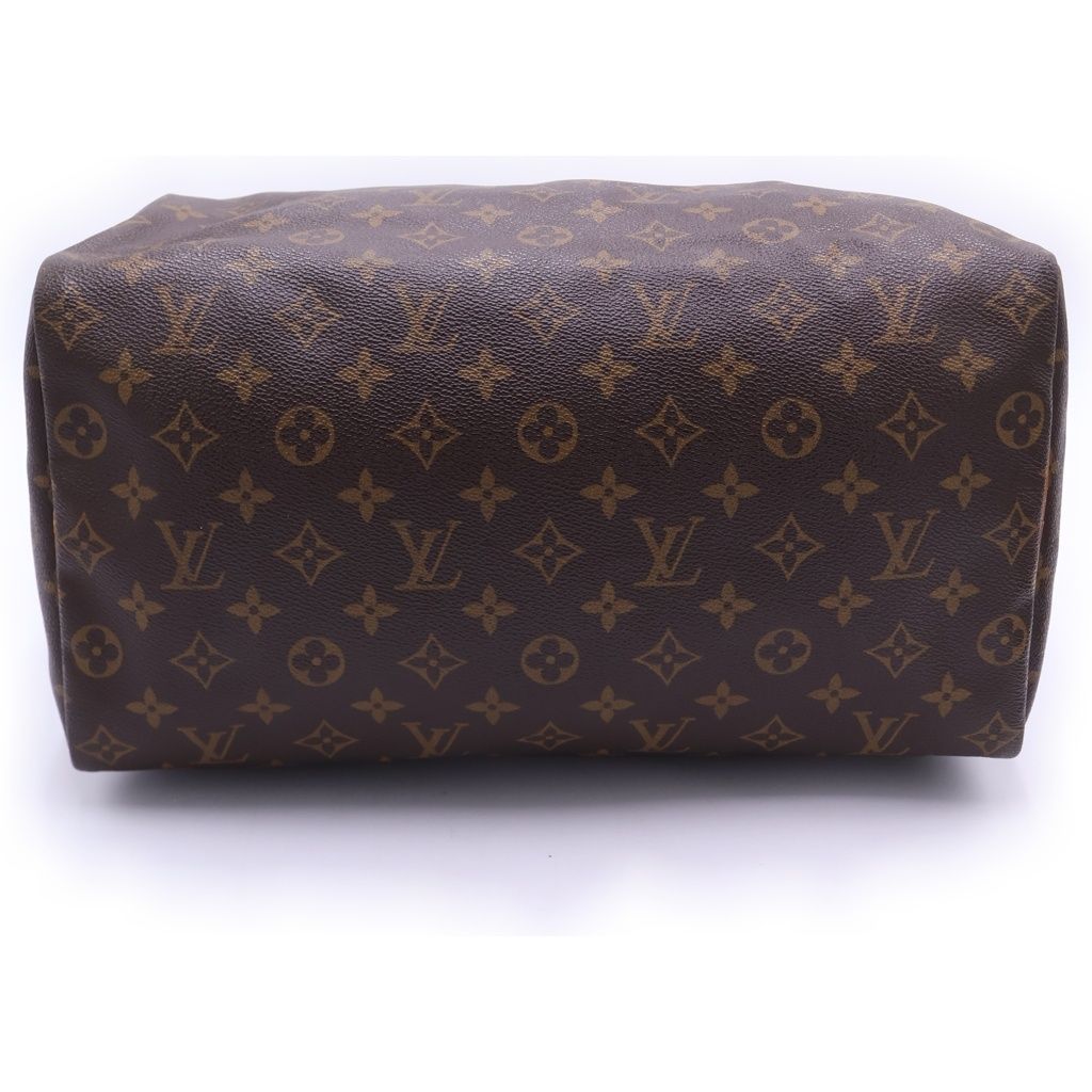 Louis Vuitton Monogram Speedy 35 Boston Bag Brown Leather Gold — view 4