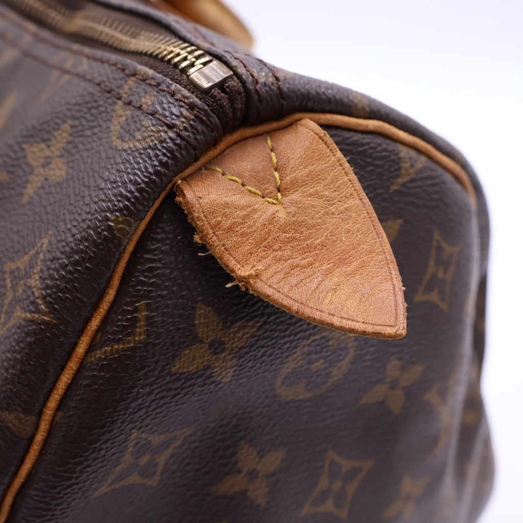 Louis Vuitton Monogram Speedy 35 Boston Bag Brown Leather Gold — view 7