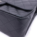 Chanel Deca Quilted 30 Double Flap Chain Shoulder Bag Black Caviar Leather — view 5