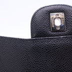 Chanel Deca Quilted 30 Double Flap Chain Shoulder Bag Black Caviar Leather — view 8