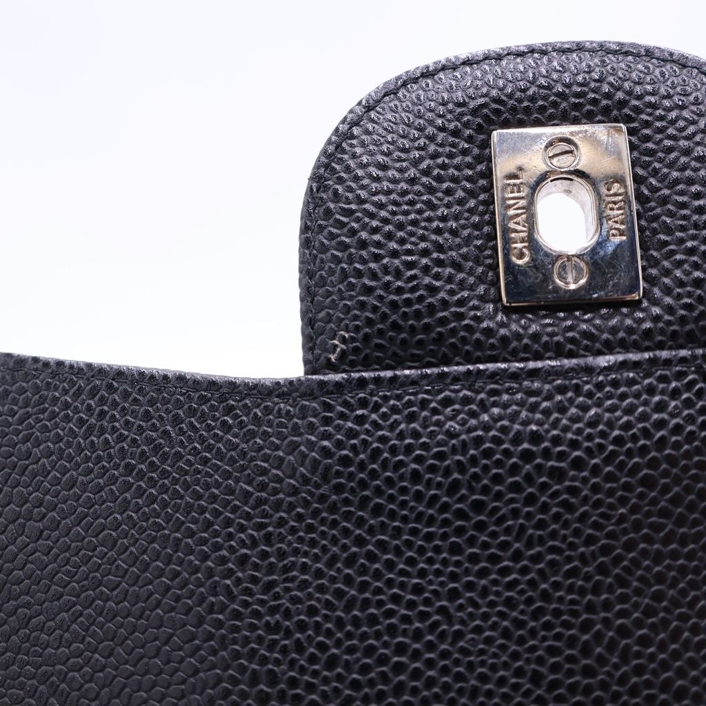 Chanel Deca Quilted 30 Double Flap Chain Shoulder Bag Black Caviar Leather — view 8