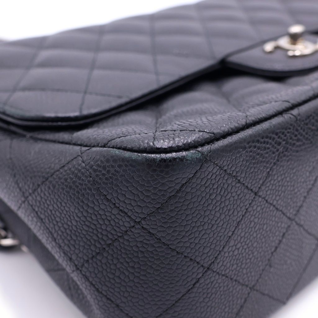 Chanel Deca Quilted 30 Double Flap Chain Shoulder Bag Black Caviar Leather — view 6