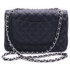 Chanel Deca Quilted 30 Double Flap Chain Shoulder Bag Black Caviar Leather — view 2
