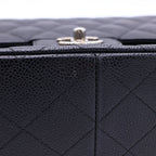 Chanel Deca Quilted 30 Double Flap Chain Shoulder Bag Black Caviar Leather — view 7