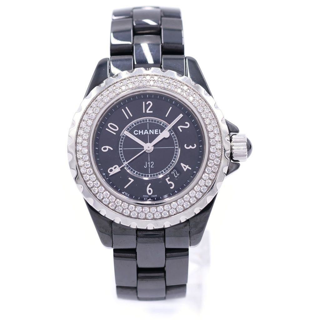 Chanel Diamond Bezel SE Quartz Ceramic Watch Black Dial