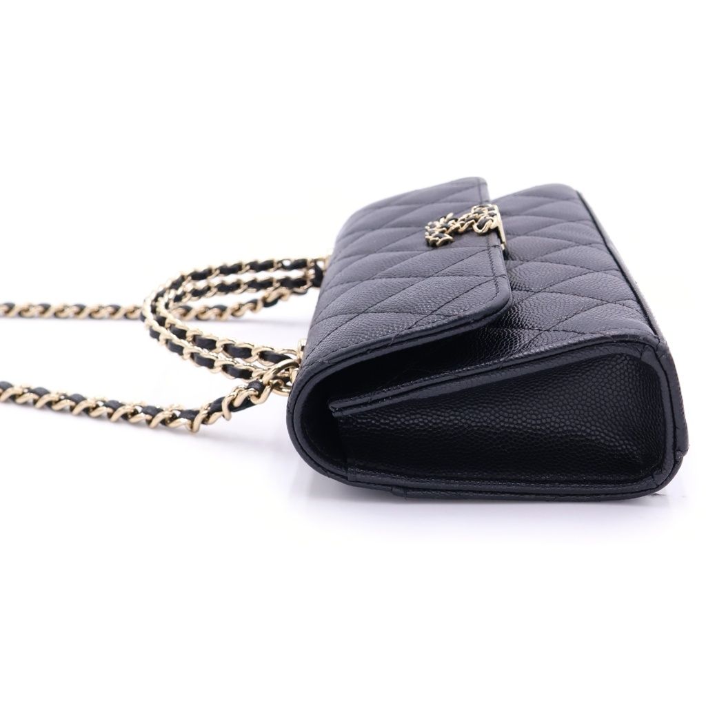 Chanel Quilted Caviar Leather Gold Phone Case Chain Shoulder Bag Black — view 3