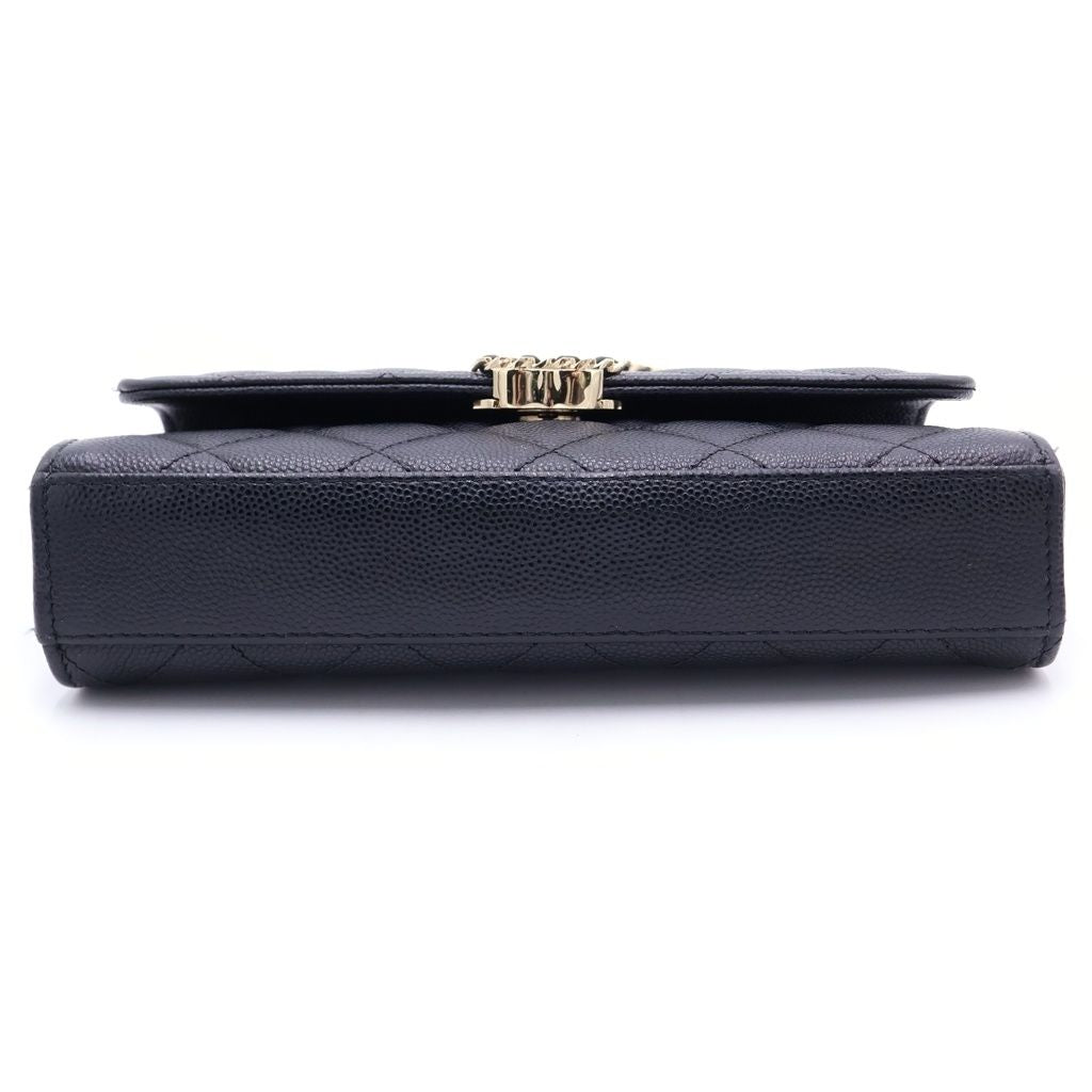Chanel Quilted Caviar Leather Gold Phone Case Chain Shoulder Bag Black — view 4