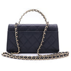 Chanel Quilted Caviar Leather Gold Phone Case Chain Shoulder Bag Black — view 2