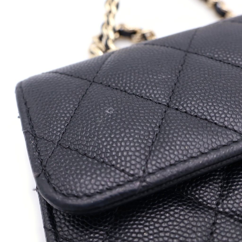 Chanel Quilted Caviar Leather Gold Phone Case Chain Shoulder Bag Black — view 6