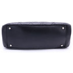 Chanel Quilted Chain Tote Caviar Leather Silver Black Seal — view 4