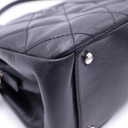 Chanel Quilted Chain Tote Caviar Leather Silver Black Seal — view 6